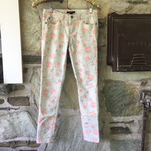 rose print floral skinny jeans, Forever 21, sz 26